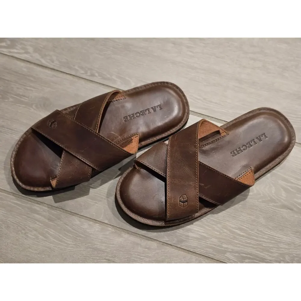 La Leche Wanderer Slide Sandals Color: Bourbon Brown Size: 7
